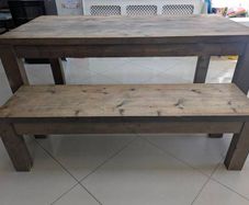 Wood kitchen table and bench