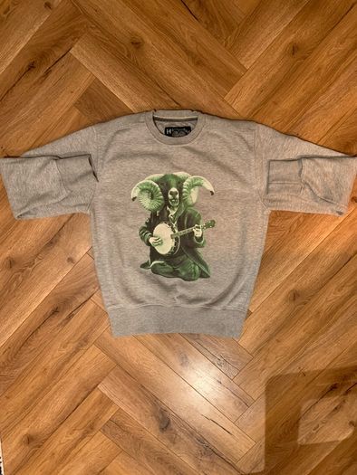 Hollywood Originals Green Banjo Ram Grey Sweatshirt :: Size M :: Irish Design