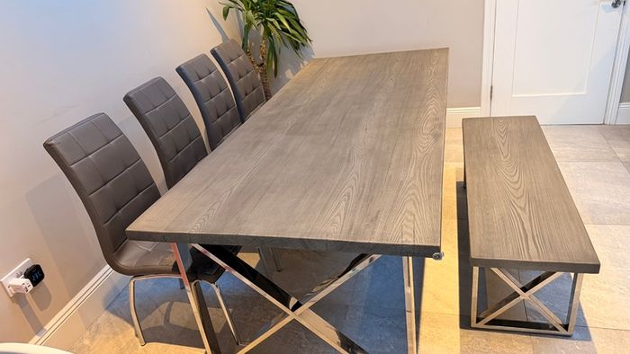 New Dining Table Set with Bench & 4 Chairs - 8 seater