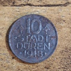German Empire, Germany, 10 Pfennig 1918, City of Duren, Necessity Money Coin - free standard postage