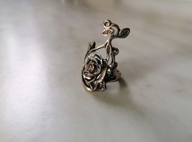 Silver Rose Flower Ring