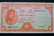 Ireland 1968 10/ Shilling Lady Lavery  Last Date Banknote