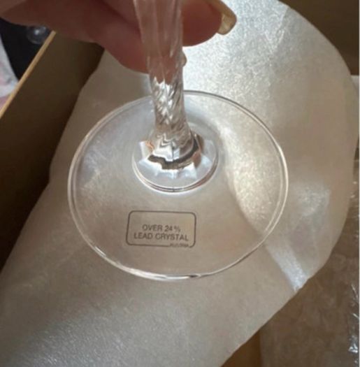 Set of 6 Vintage Lenox Monroe Gold Trim Crystal Champagne Flutes - Made in Austria