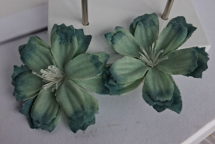 Boho Teal Ombre Camellia Clip On Earrings