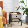 _Bedside Tables, Industrial Nightstand, End Table with Removable Fabric Drawer, Mesh Shelf, Metal Frame, for Living Room, Bedroom, Balcony, Rustic Brown Image 2