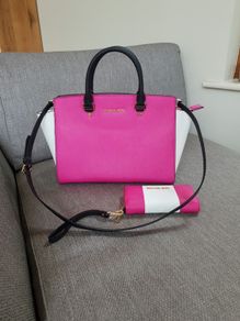 Michael Kors original genuine Selma satchel large tote with shoulder strap and matching wristlet wallet