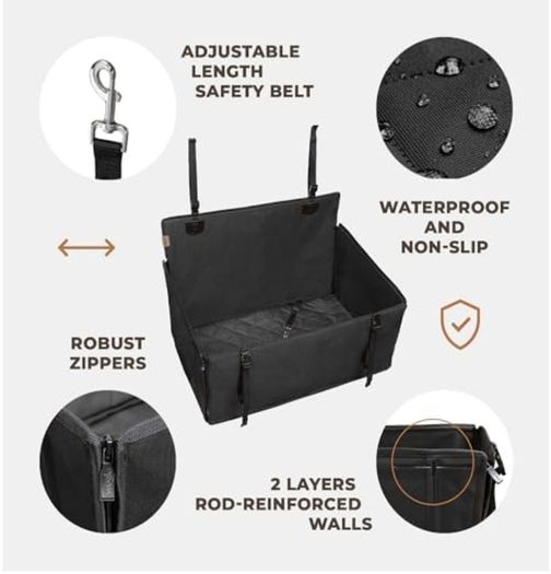 Wuglo extra stable dog car seat with seat belt