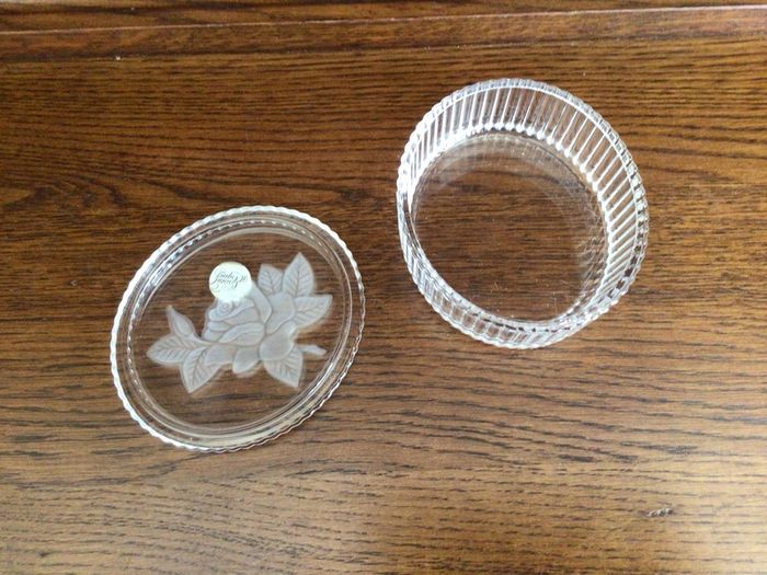 Vintage French lead crystal lidded trinket dish