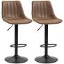 NEW SALE | Brown Leather Bar Stools, Armless, Upholstered, Large Round Base, Image 2