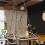 Rustic Antler Chandelier with Amber Glass Shades Image 2