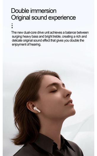 Wireless Earbud with Noise Cancelling & Smart LCD Screen Stereo HIFI Sound
