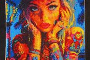 Hand crafted gem art picture of festival girl