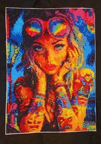 Hand crafted gem art picture of festival girl