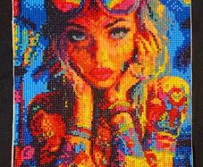 Hand crafted gem art picture of festival girl