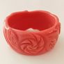 Coral/Pink Floral-Etched Plastic Bangle Image 2
