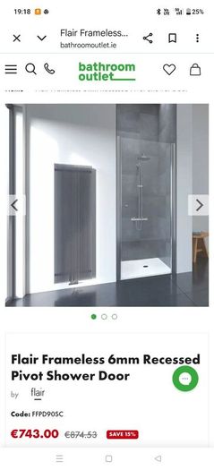 Flair frameless 900mm pivot door chrome