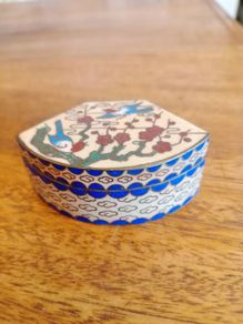 Vintage Cloisonne Enamel on Copper Pill Box