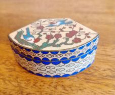 Vintage Cloisonne Enamel on Copper Pill Box