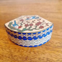 Vintage Cloisonne Enamel on Copper Pill Box