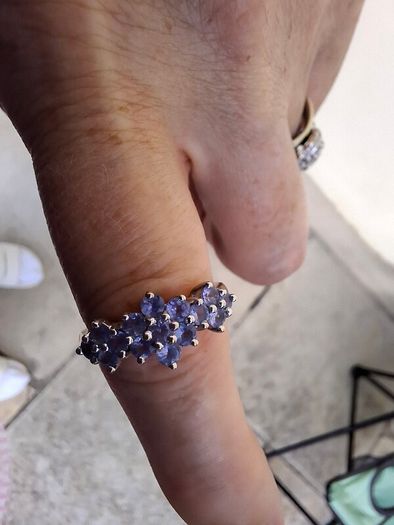 Vintage Gold Ring with Blue Atones