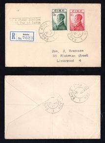 1953 Ireland Robert Emmett Commemorative Stamps First Day Registered Cover (FDC) with Baile Atha Cliath (Dublin) cancel