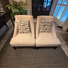 Absolutely stunning pair of cream / very light pink patterned accent chairs