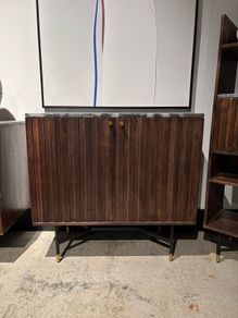 Solid wood bar cabinet with marble top