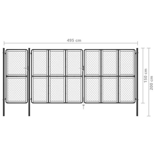 Garden Gate Steel 150x495 cm Anthracite