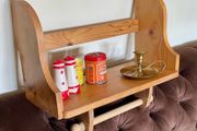 Rustic Solid Pine Wall Shelf with Kitchen Roll Holder