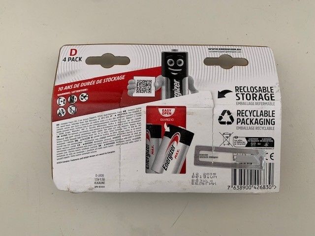 Energizer MAX D Batteries 4 Pack