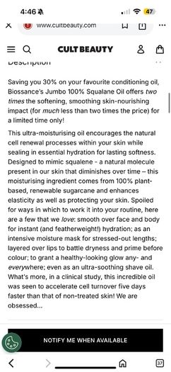 Biossance Limited Edition 100% Squalane Jumbo 200ml