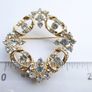 Vintage Brooch Delicate Wreath With Clear Rhinestones Gold Tone Elegant Image 10