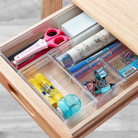 FREE EXPRESS SHIPPING 14 PCS Clear Plastic Drawer Organisers Tray for Makeup, Kitchen Utensils, Jewelries and Gadgets