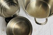 Pasta soup and veg cooking pots large and small inox