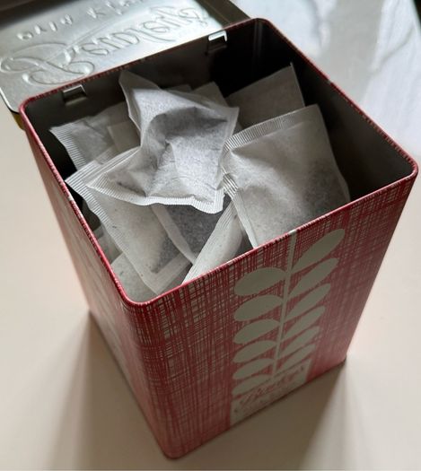 Limited Edition Bewleys x Orla Kiely Tea Caddy Tin-Red Scribble Stem & Fresh Tea Bags