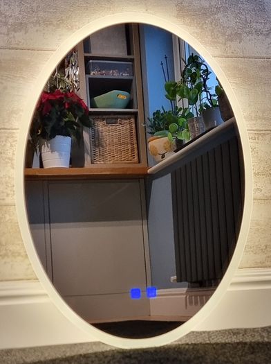 LED Bathroom Mirror 60x80cm Oval Dual LED Antifog Makeup Cosmetic Bright Light Touch Switch