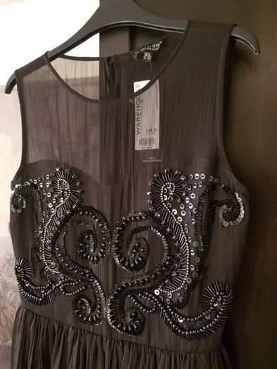 Warehouse Embellished black dress, size 8, NEW