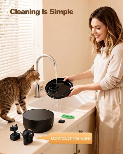 Cat Water Fountain for Drinking Wireless: Cat Fountain Battery Operated - 88oz/2.6L Automatic Pet Water Dispenser Cordless - Cats Drinking Bowl with Sensor - Rechargeable Pet Bowl Motion