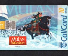 1997 Ireland 10 unit Disney's new film Mulan (Schlumberger SC7) Call Card Used. Telecom Eireann card number 1222.