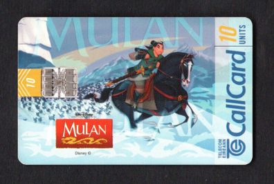 1997 Ireland 10 unit Disney's new film Mulan (Schlumberger SC7) Call Card Used. Telecom Eireann card number 1222.