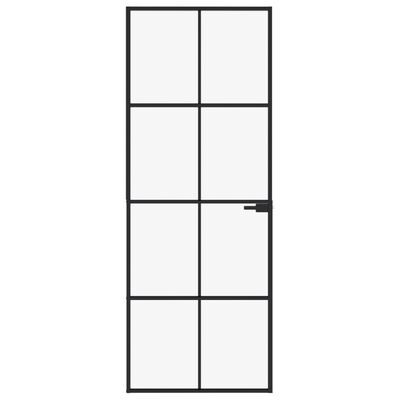Interior Door Black 76x201.5 cm Tempered Glass&Aluminium