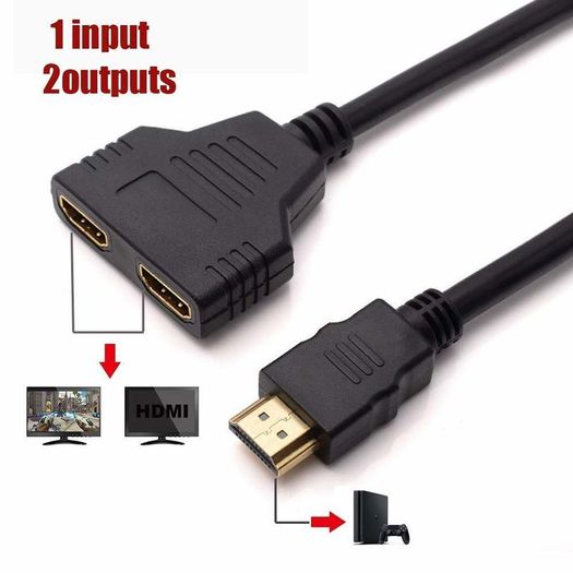 HDMI 4K@60Hz (Male) to 2xHDMI (Female) Splitter Extension Gold Plated Cable Adapter (Brand New/Warranty)