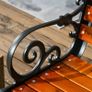 Two-Seater Bench with Decorative Armrests for Garden & Patio, Cast Aluminum + Natural Wood, 120 x 64 x 79 cm, Teak Image 3