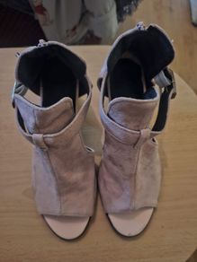 Taupe Open Toe Block Heel Sandals