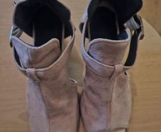 Taupe Open Toe Block Heel Sandals