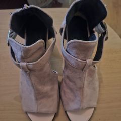 Taupe Open Toe Block Heel Sandals
