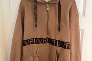 River Island Women's Oversized Brown Half Zip Hoodie - Size small