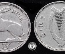 [#65] - Ireland 1940 | Irish 3p | Three Pence | Harp | KM.12