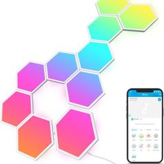 NEW SALE | Hexa Light Panels, Smart Hexagon LED Wall Lights, Wi-Fi RGBIC Music Sync Lights Work with Alexa & Google Assistant for Living Room 10 Packs