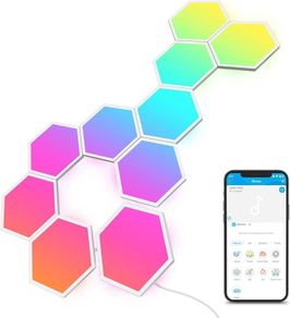 NEW SALE | Hexa Light Panels, Smart Hexagon LED Wall Lights, Wi-Fi RGBIC Music Sync Lights Work with Alexa & Google Assistant for Living Room 10 Packs